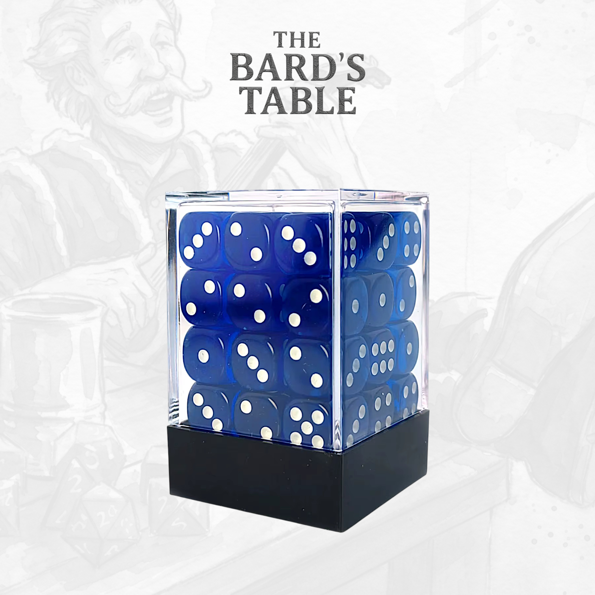 Translucent Blue - 36x Rounded-Square 12mm Dice